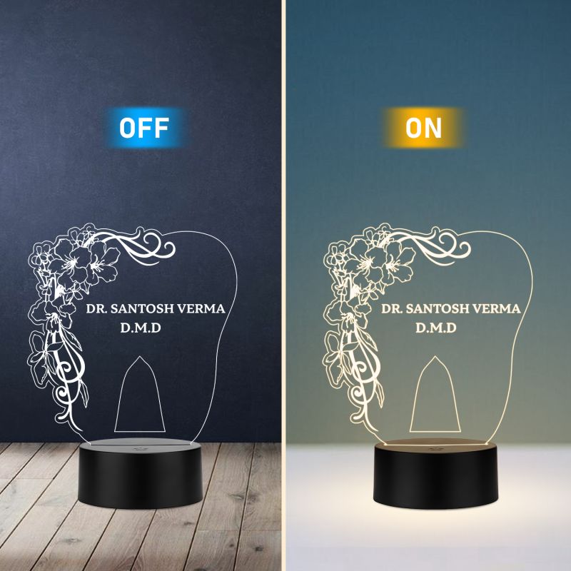 Personalized Dentist 3D Illusion LED Lamp  Gift for Dentists, Orthodontists & Dental Assistants   Creative Dental Clinic & Office Decor   Warm White Light & USB Powered